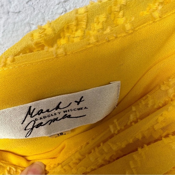 Badgley Mischka Mack + James Yellow One Shoulder Rosette Ruffle Evening Dress 10 - Picture 2 of 6